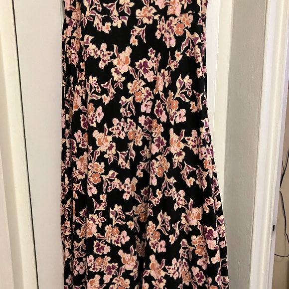 Pact fit and flare XL midi keyhole dress brown with pink flowers - Picture 5 of 7